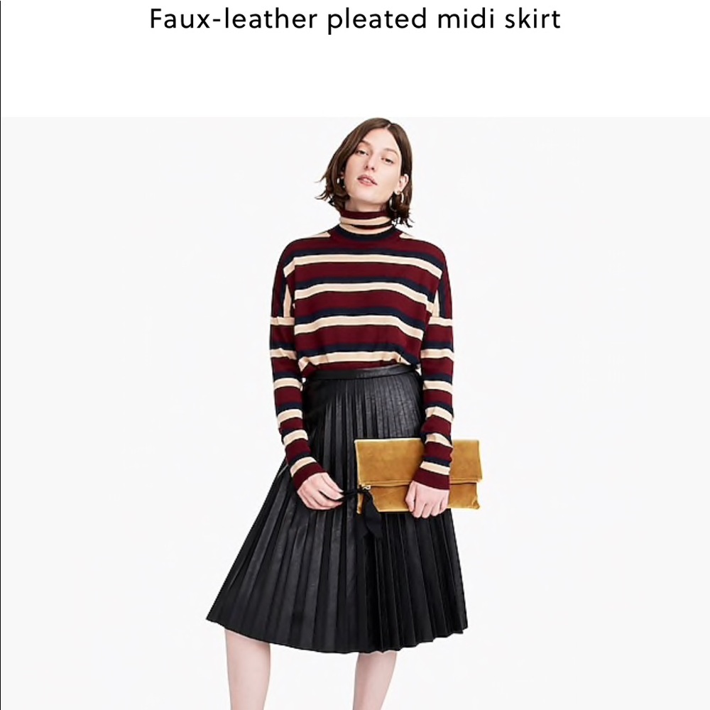 ISO j.crew faux leather pleated midi skirt xxs